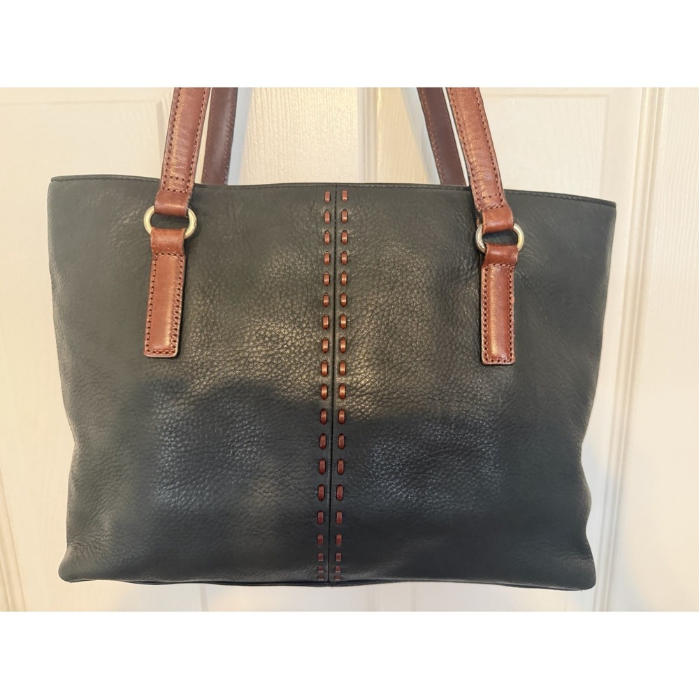 Fossil two-tone leather handbag Crossbody brown black pebbled leather